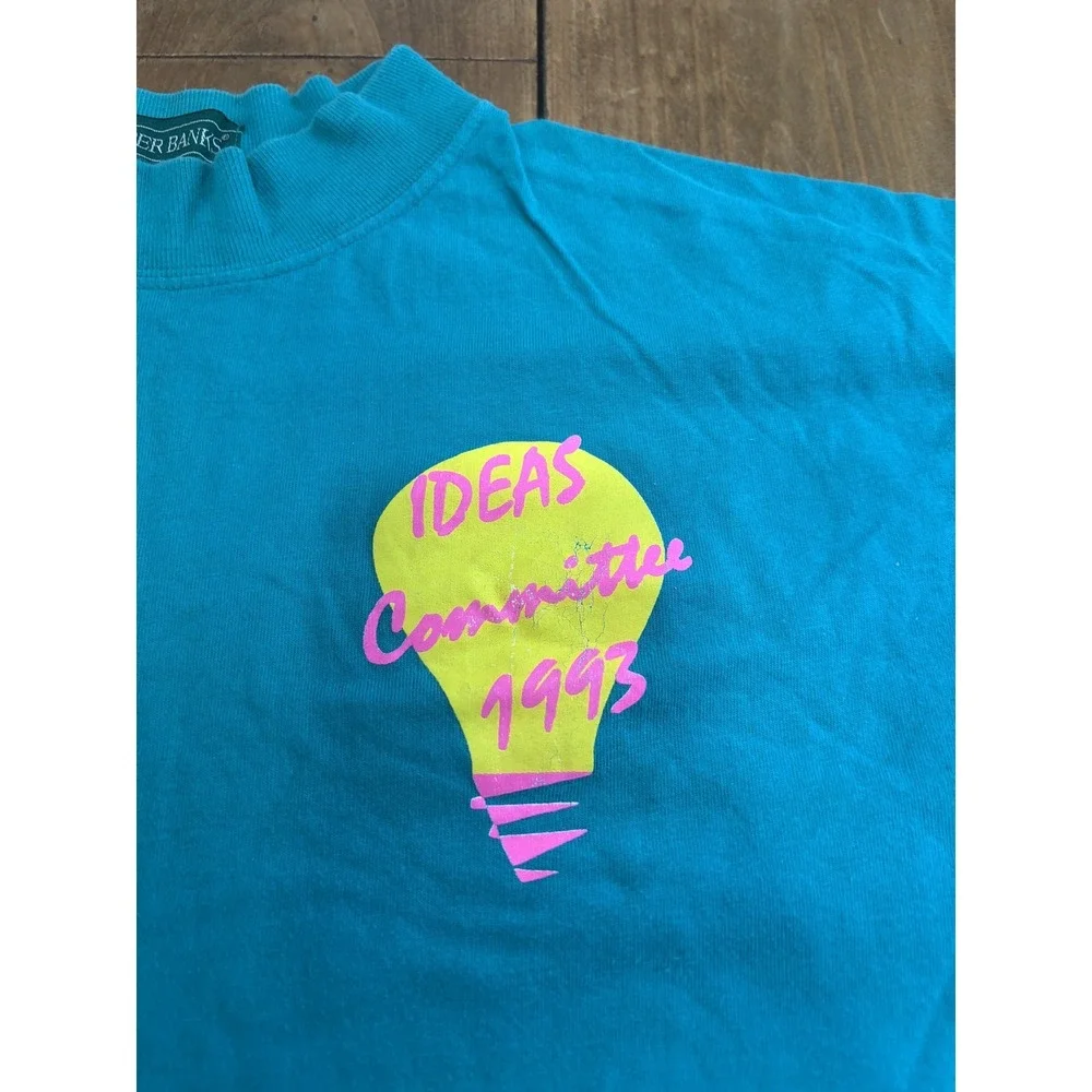 Vintage 1993 Outer Banks Ideas Committee Long Sleeve T-Shirt Men's Size L Teal